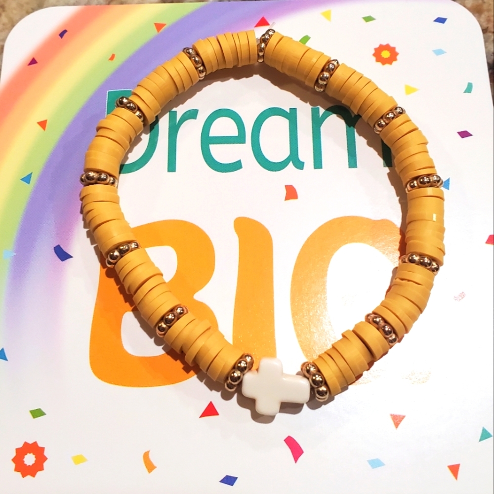 Clay bead handmade bracelets!Each bracelet wrapped with a little surprise!